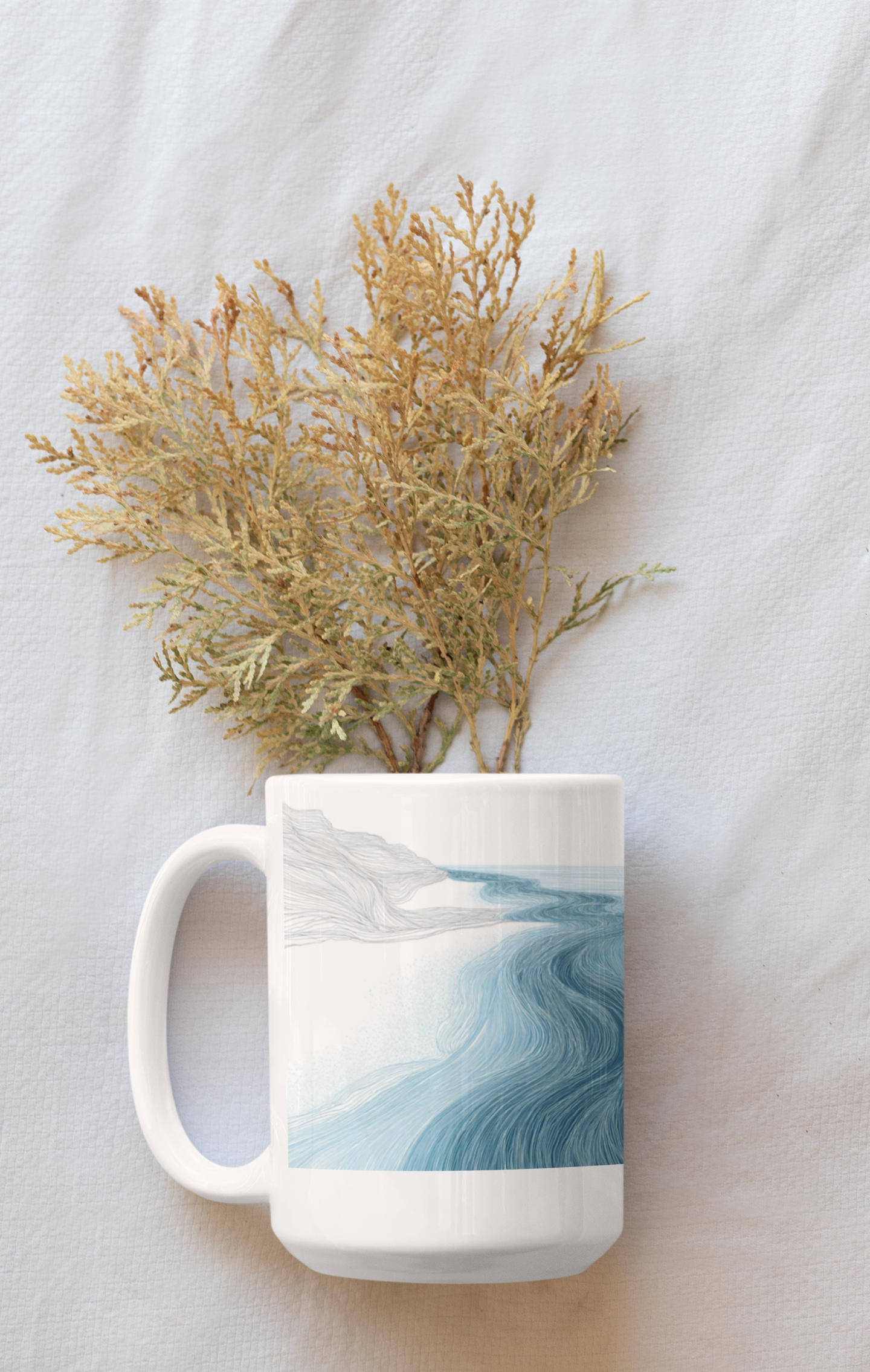 Ocean Wave Ceramic Mug - Beach Lover's Coffee Cup, Gift for Him/Her, Nature Decor, 11oz, 15oz