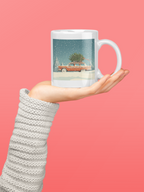 Vintage Station Wagon with Christmas Tree Mug | Holiday Snow Scene