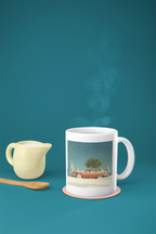 Vintage Station Wagon with Christmas Tree Mug | Holiday Snow Scene