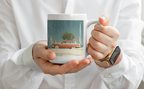 Vintage Station Wagon with Christmas Tree Mug | Holiday Snow Scene