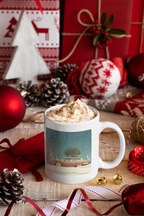 Vintage Station Wagon with Christmas Tree Mug | Holiday Snow Scene