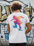 Colorful Skateboard Silhouette T-shirt | Skateboarder Art