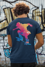 Colorful Skateboard Silhouette T-shirt | Skateboarder Art