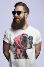 Cool Dog in Sunglasses and Polka Dot Scarf T-Shirt | Retro Pet Portrait