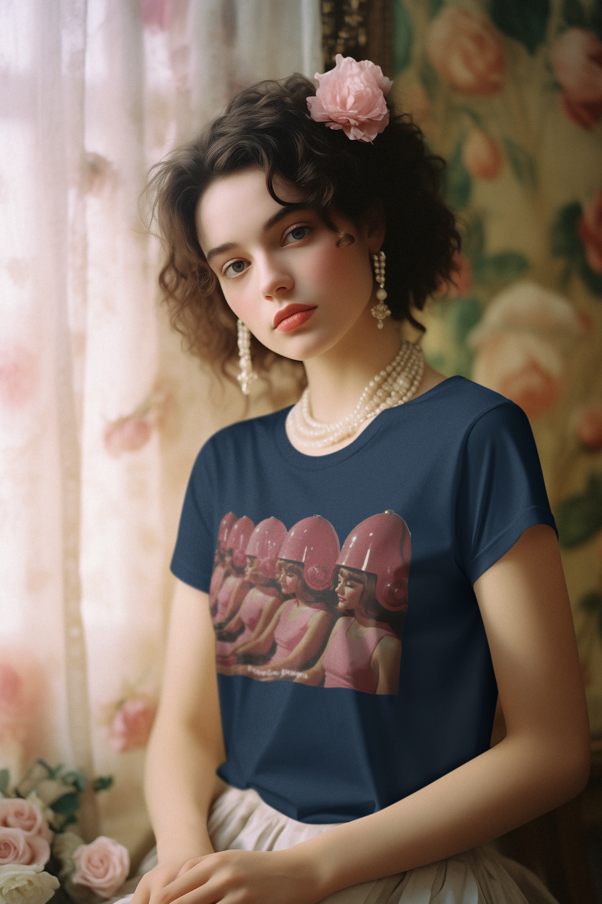 Retro Salon Photo Tee — "Vintage Beauty" Graphic T‑Shirt. Lightweight Fabric