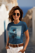 Blue Dreamscape Tee — Surreal Layered Silhouette T-Shirt