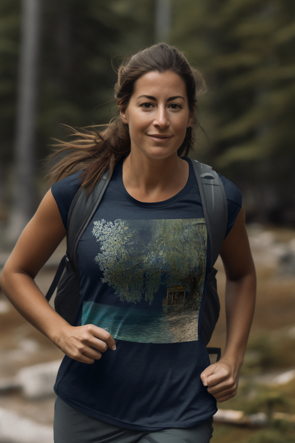 Tropical Beach Scene T-Shirt — Serene Seaside Cabin Graphic — Lightweight Fabric