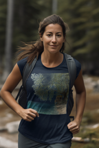 Tropical Beach Scene T-Shirt — Serene Seaside Cabin Graphic — Lightweight Fabric