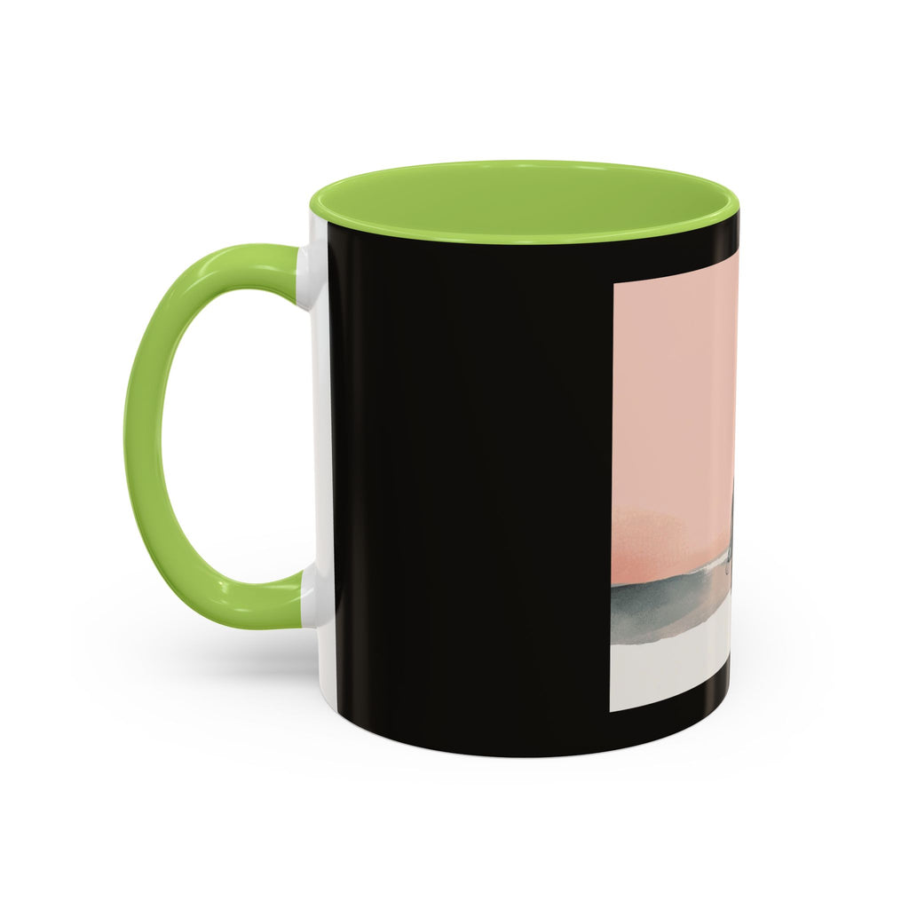 Surf Sunset Accent Coffee Mug — Beach Surfer Silhouette with Seagulls (11/15 oz)