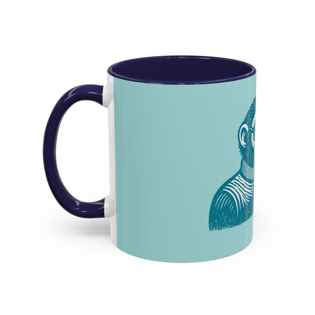Retro Monkey Coffee Mug — Cute Chimp with 'Braunton Designs' Cup | Fun Gift for Coffee Lovers
