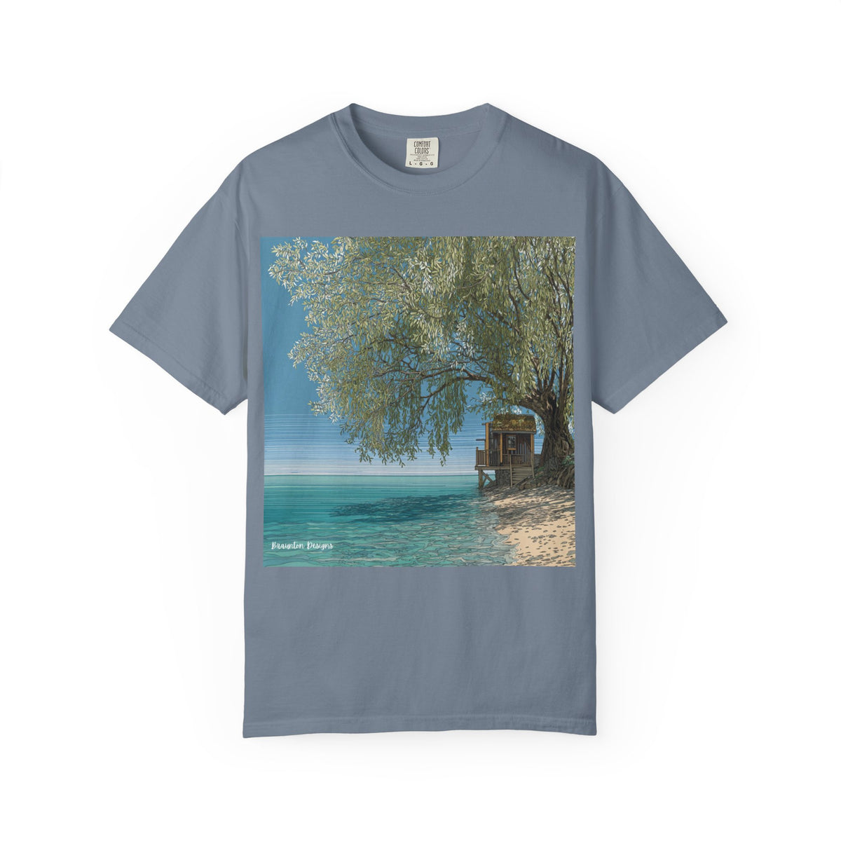 Beachfront Cabin Photo Tee — Tropical Seaside T-Shirt