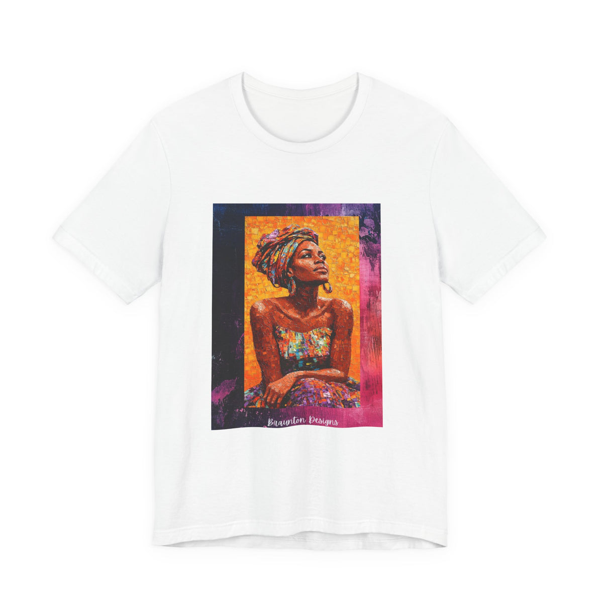 African Queen Portrait T-Shirt — Colorful Headwrap Art Tee