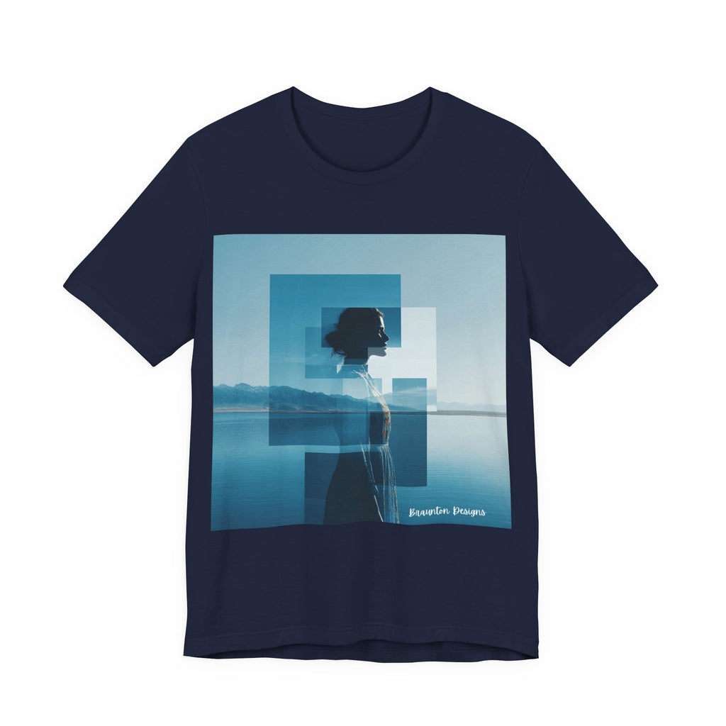 Blue Dreamscape Tee — Surreal Layered Silhouette T-Shirt