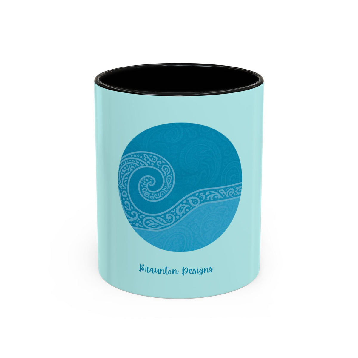 Blue Wave Accent Coffee Mug – Ocean Swirl 11/15oz Ceramic