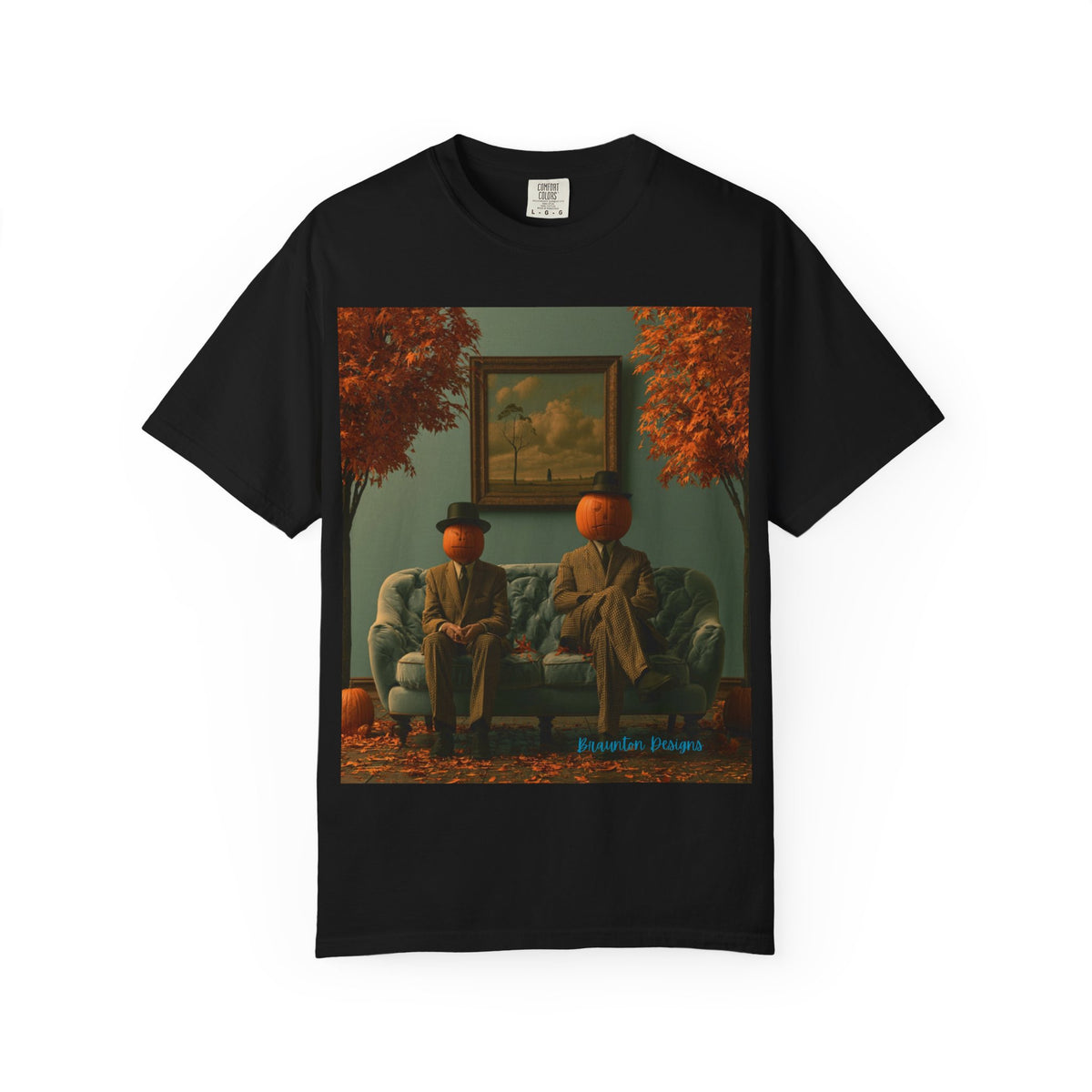 Surreal Pumpkin Heads Art T-Shirt — Autumn Vintage Living Room Design