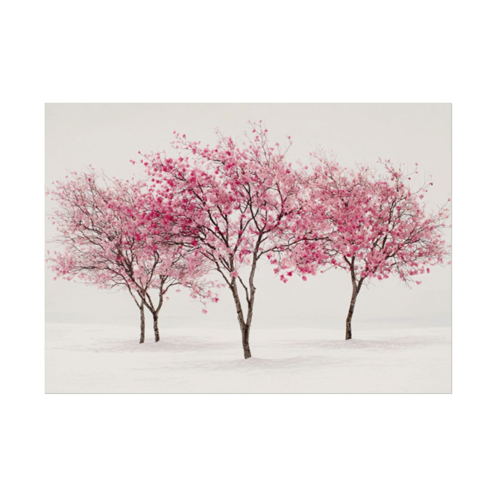 Pink Blossom Tree Rolled Poster | Cherry Blossom Wall Art, Minimal Landscape Print