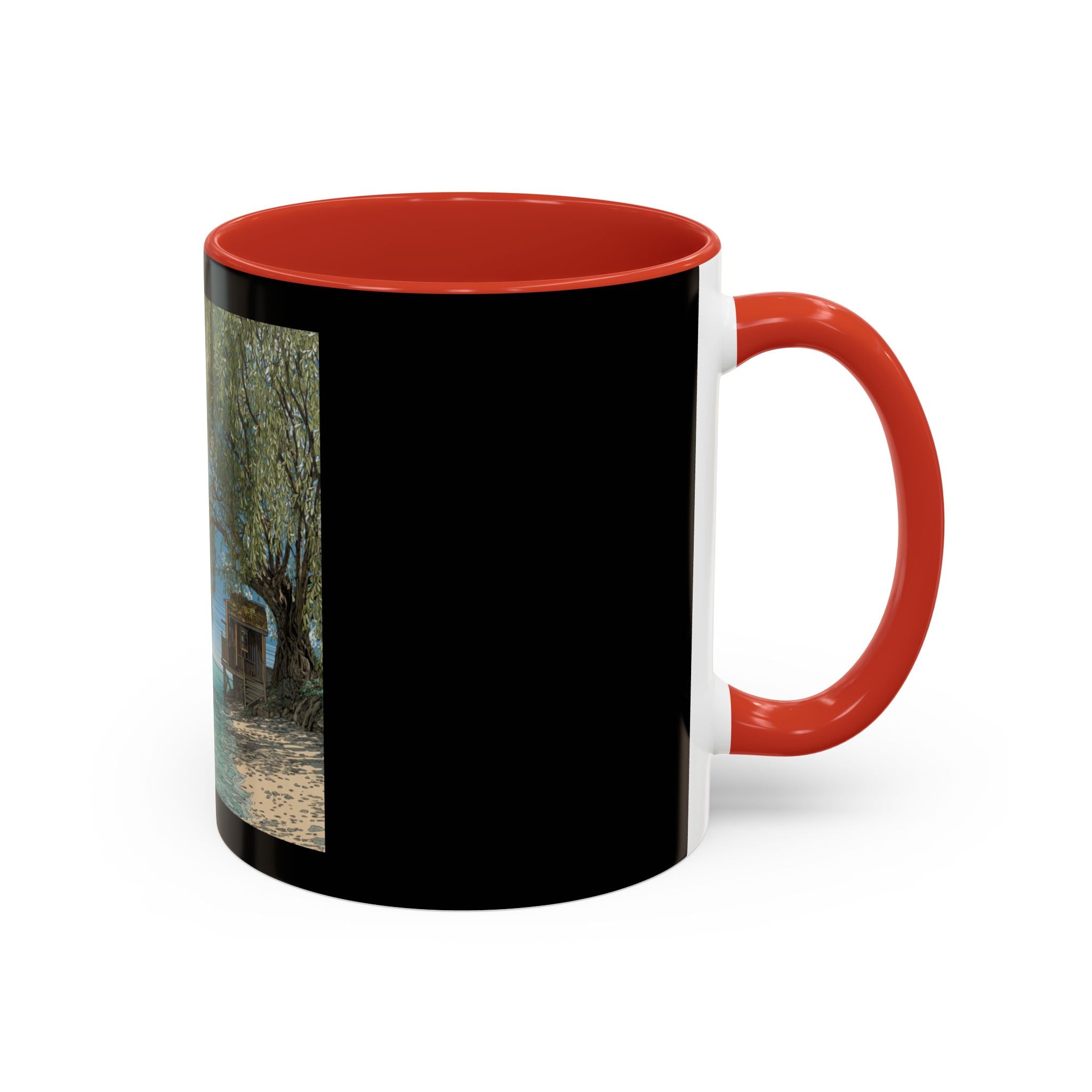 Coastal Cabin Beach Scene Accent Coffee Mug