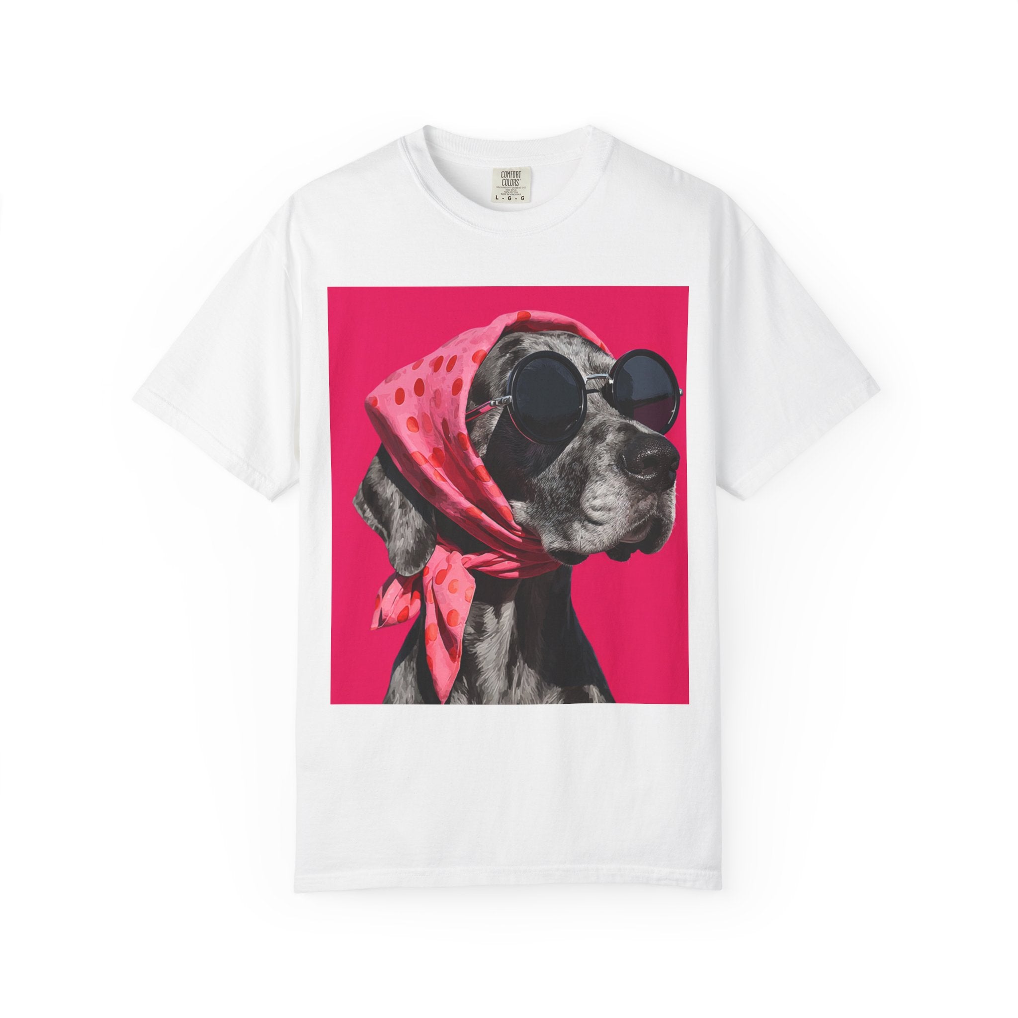 USA I Cool Dog in Sunglasses and Polka Dot Scarf T-Shirt | Retro Pet Portrait