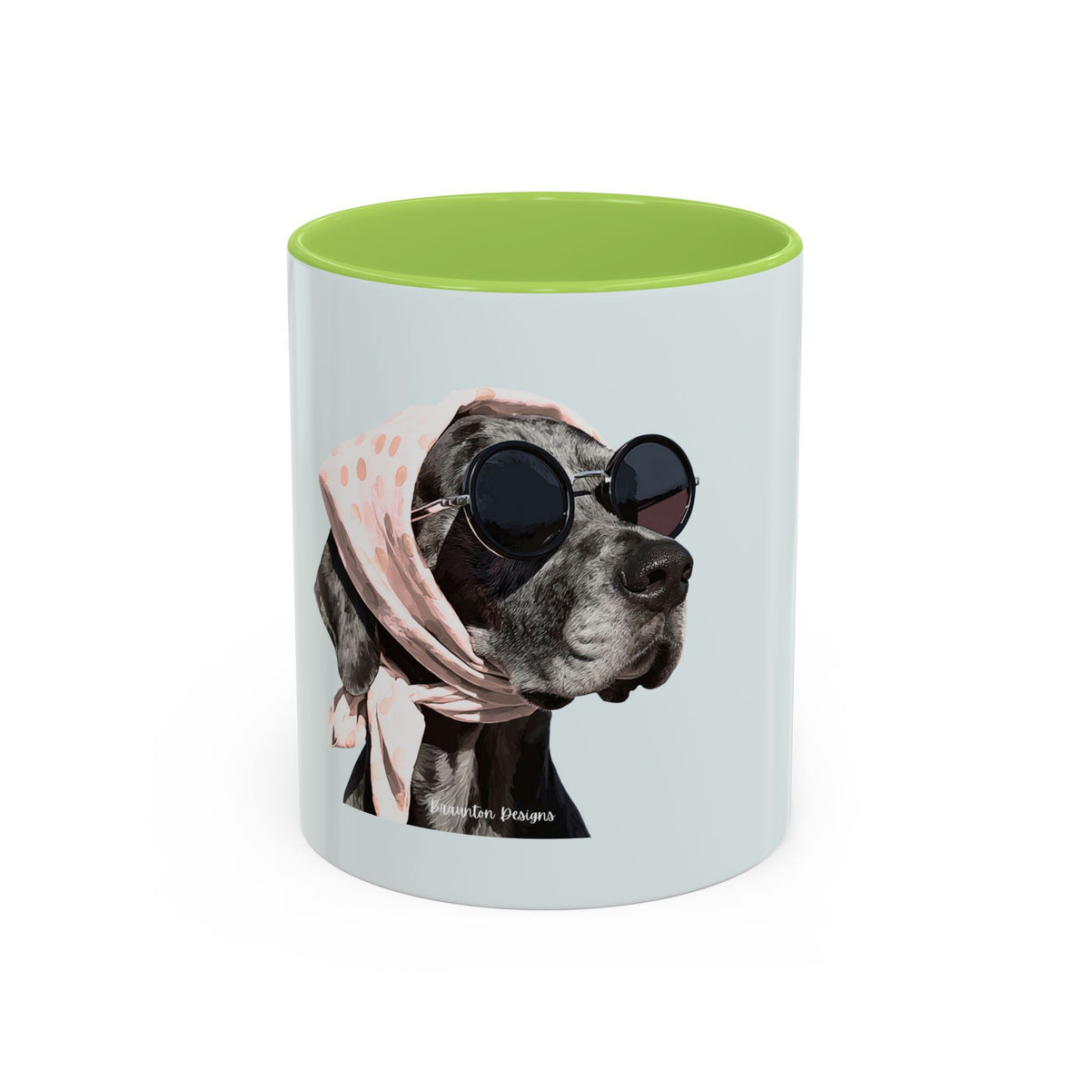Retro Dog Coffee Mug — Chic Pup with Scarf & Sunglasses Accent Mug
