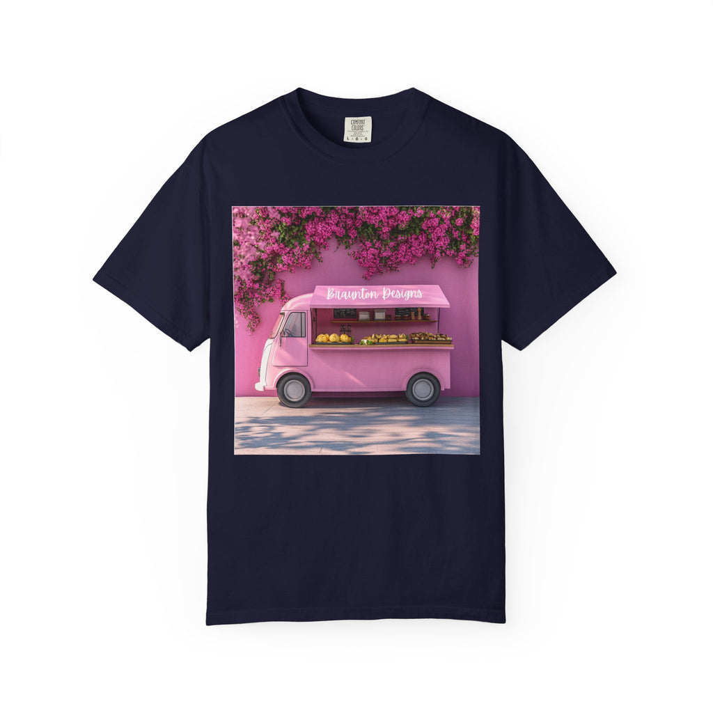 Pink Flower — Floral Food Truck Graphic Tee. Heavyweight fabric