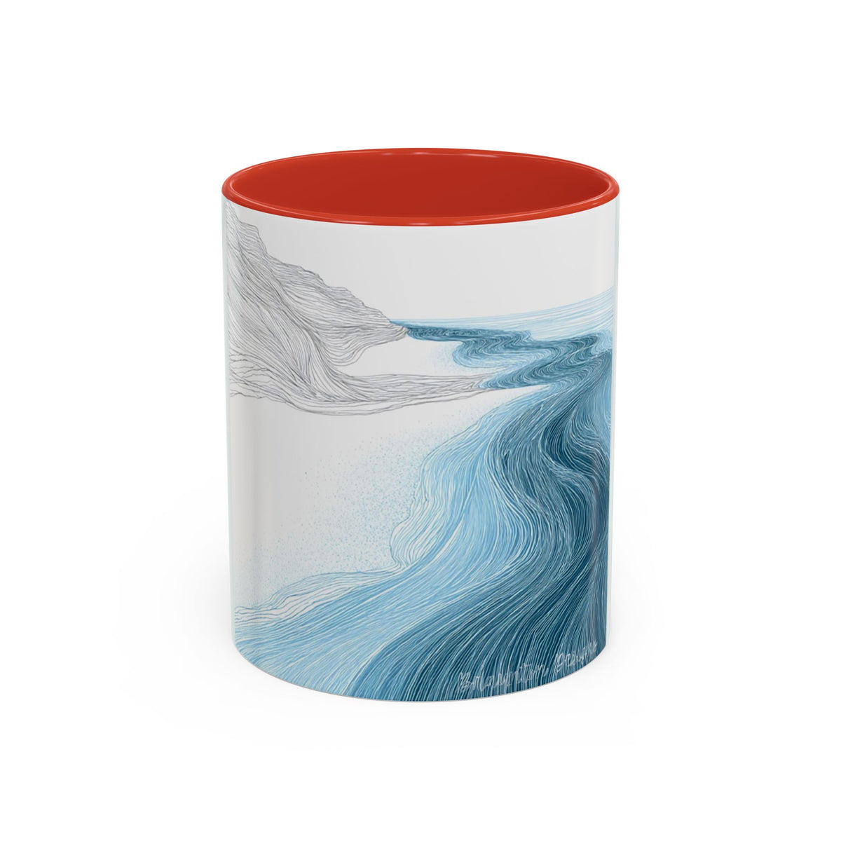 Blue Wave Accent Coffee Mug — Ocean Brushstroke Art (11/15oz)
