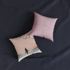 Surf Silhouette Throw Pillow — Pink Coastal Beach Decor