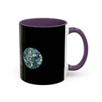 Geometric Floral Accent Coffee Mug — Blue Marble Circle Triangle Square