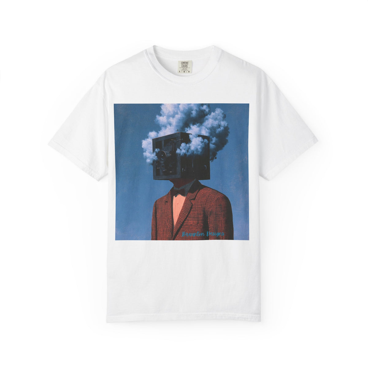 Surreal Smoke-Head Art T-Shirt — Men's Vintage Suit Illustration