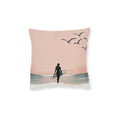 Surf Silhouette Throw Pillow — Pink Coastal Beach Decor