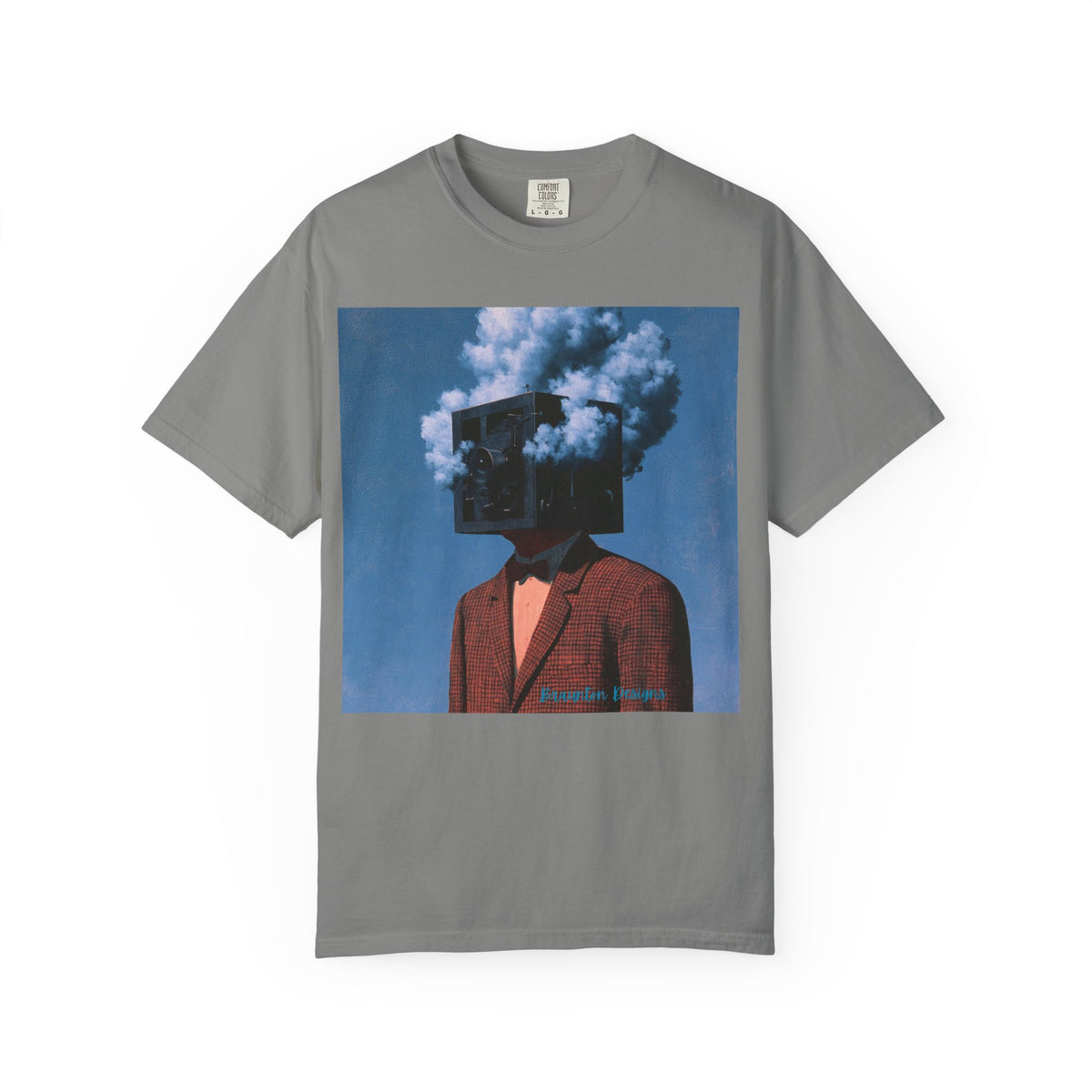 Surreal Smoke-Head Art T-Shirt — Men's Vintage Suit Illustration