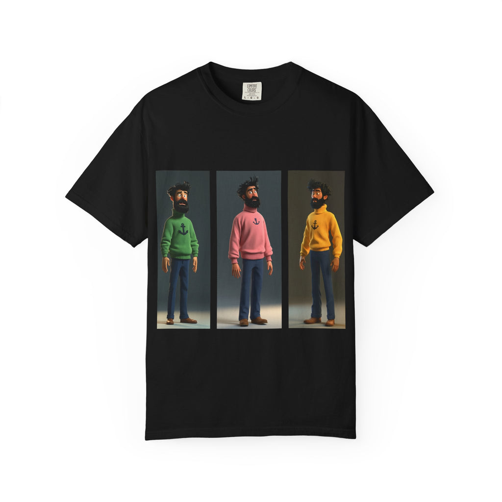 Retro Triptych Crew Graphic T-Shirt — Three Color Sweater Men Print
