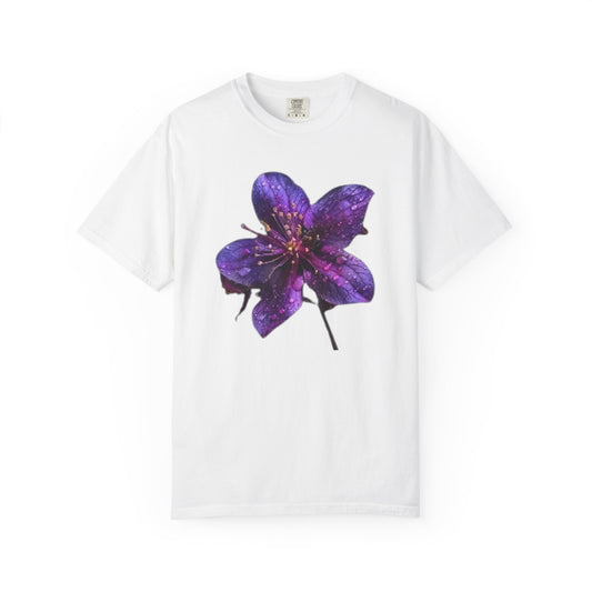 Purple Flower Graphic T-Shirt | Trendy Floral Unisex Jersey Tee | Nature Lover Gift | Aesthetic Summer Casual Wear