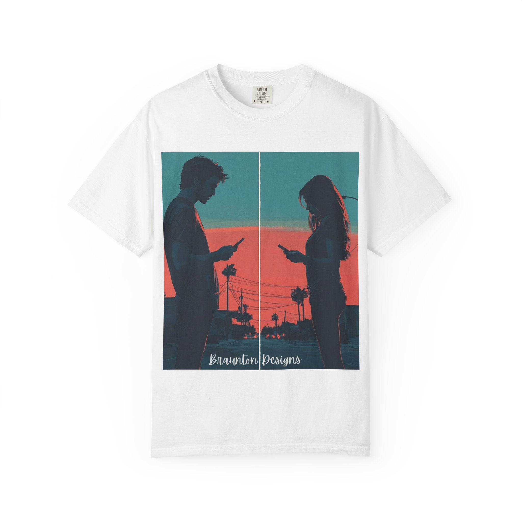 Sunset Texting Silhouette Graphic Tee