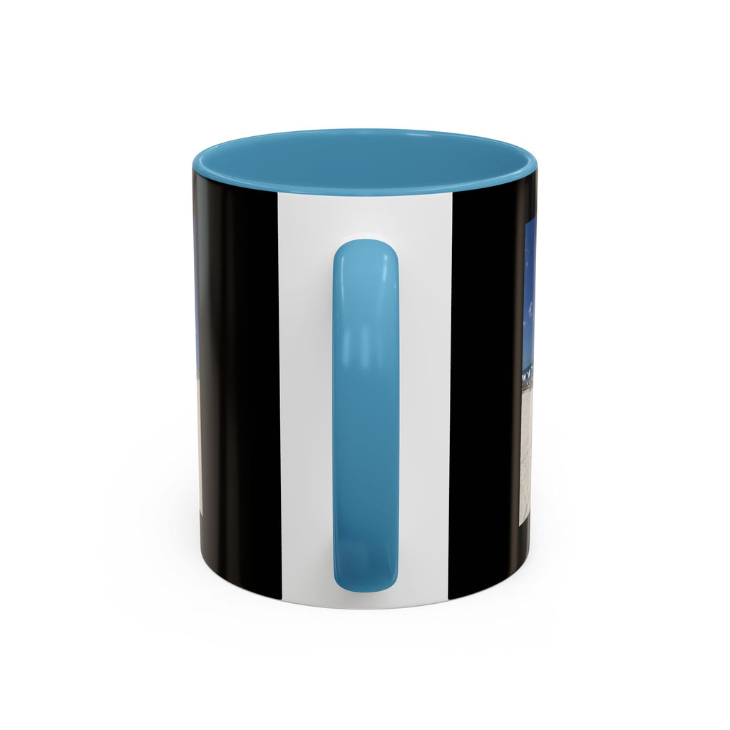 Beach Umbrellas Photo Coffee Mug — Scenic Oceanfront 11/15oz Accent Mug