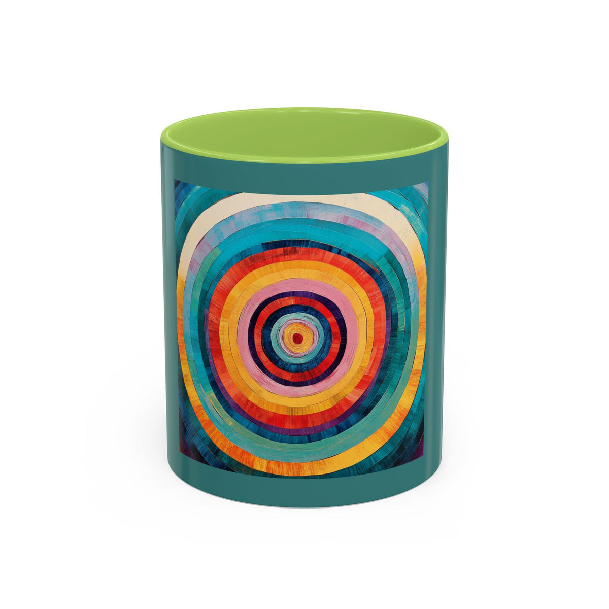 Colorful Concentric Circle Accent Coffee Mug – Vibrant Retro Art Design (11/15oz)