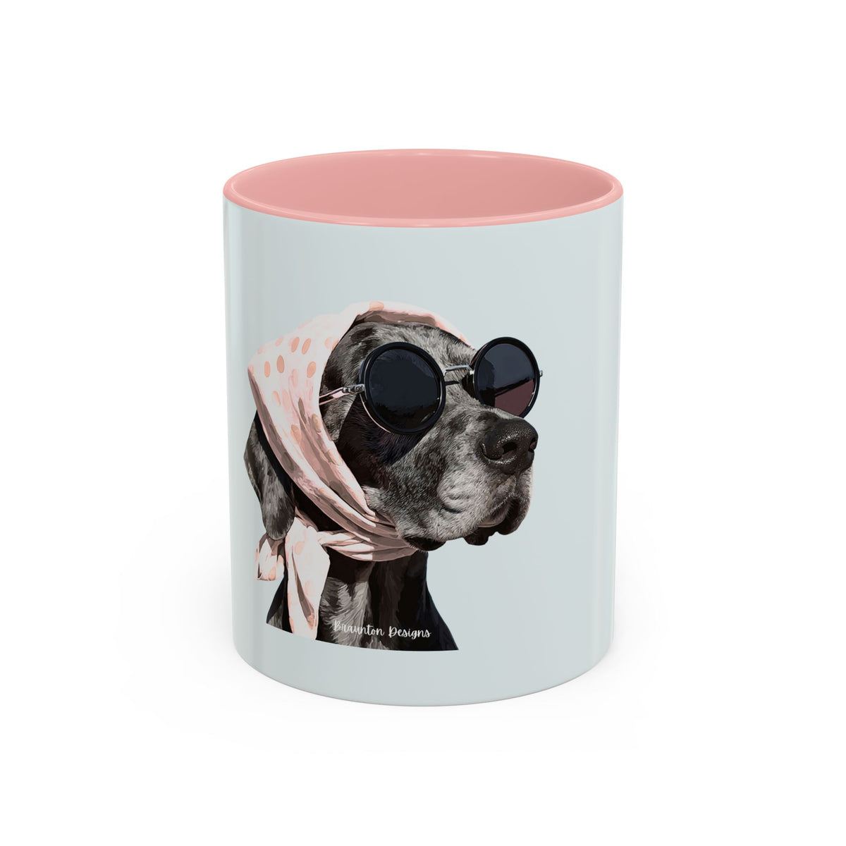 Retro Dog Coffee Mug — Chic Pup with Scarf & Sunglasses Accent Mug