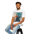 Surfer Double Exposure Tee — Ocean Sunset Silhouette T-Shirt