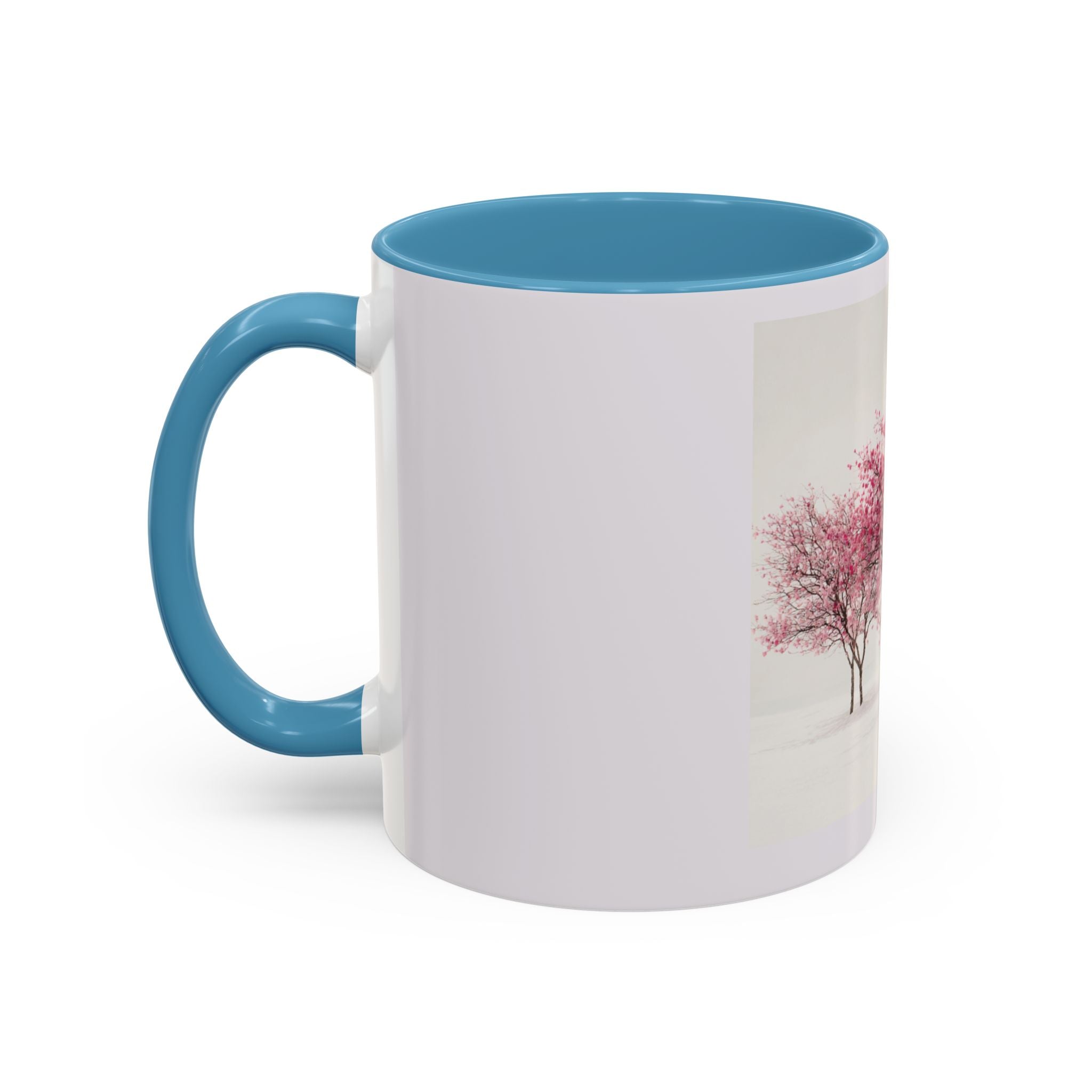 Cherry Blossom Accent Coffee Mug — Pink Tree Ceramic Mug (11/15oz)