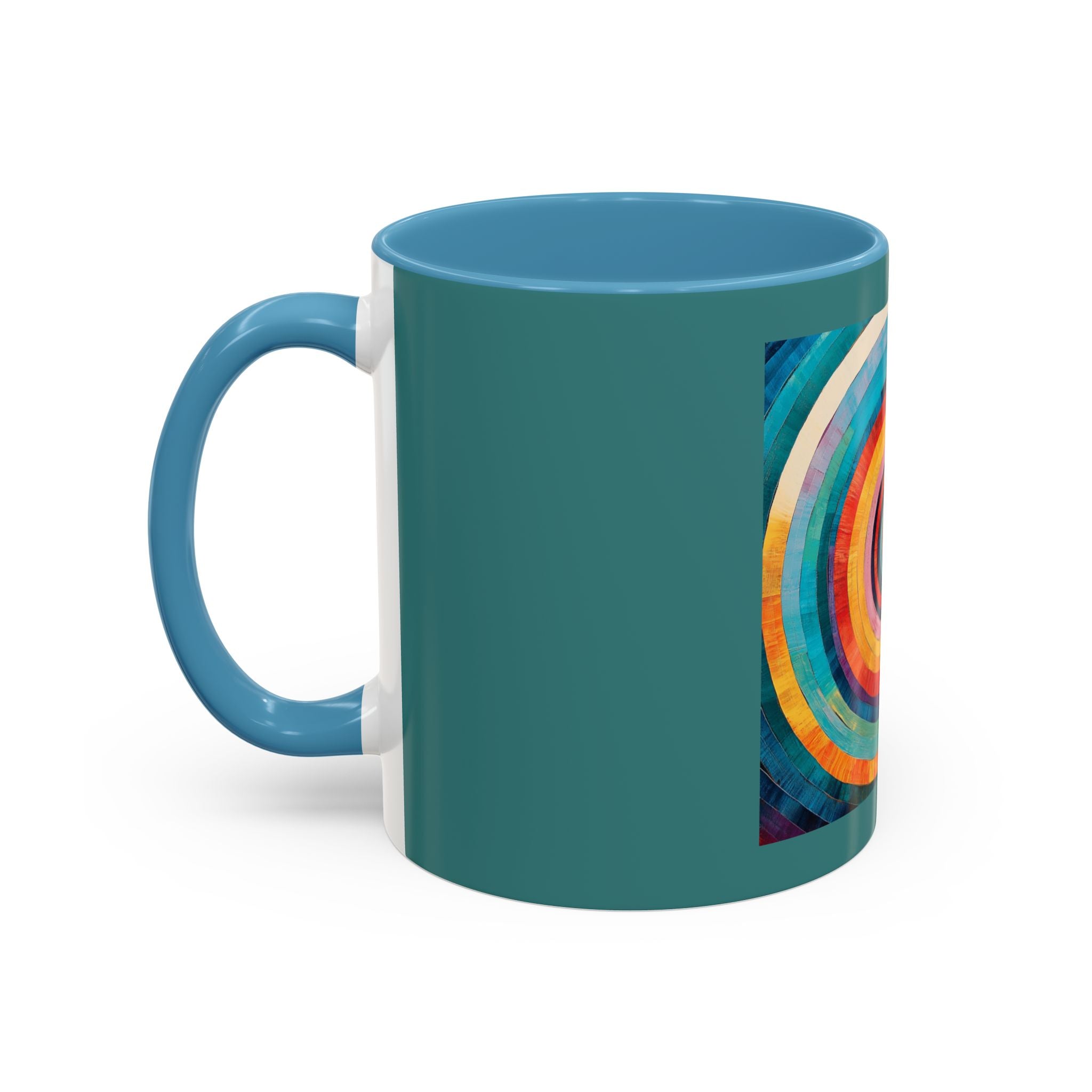 Colorful Concentric Circle Accent Coffee Mug – Vibrant Retro Art Design (11/15oz)
