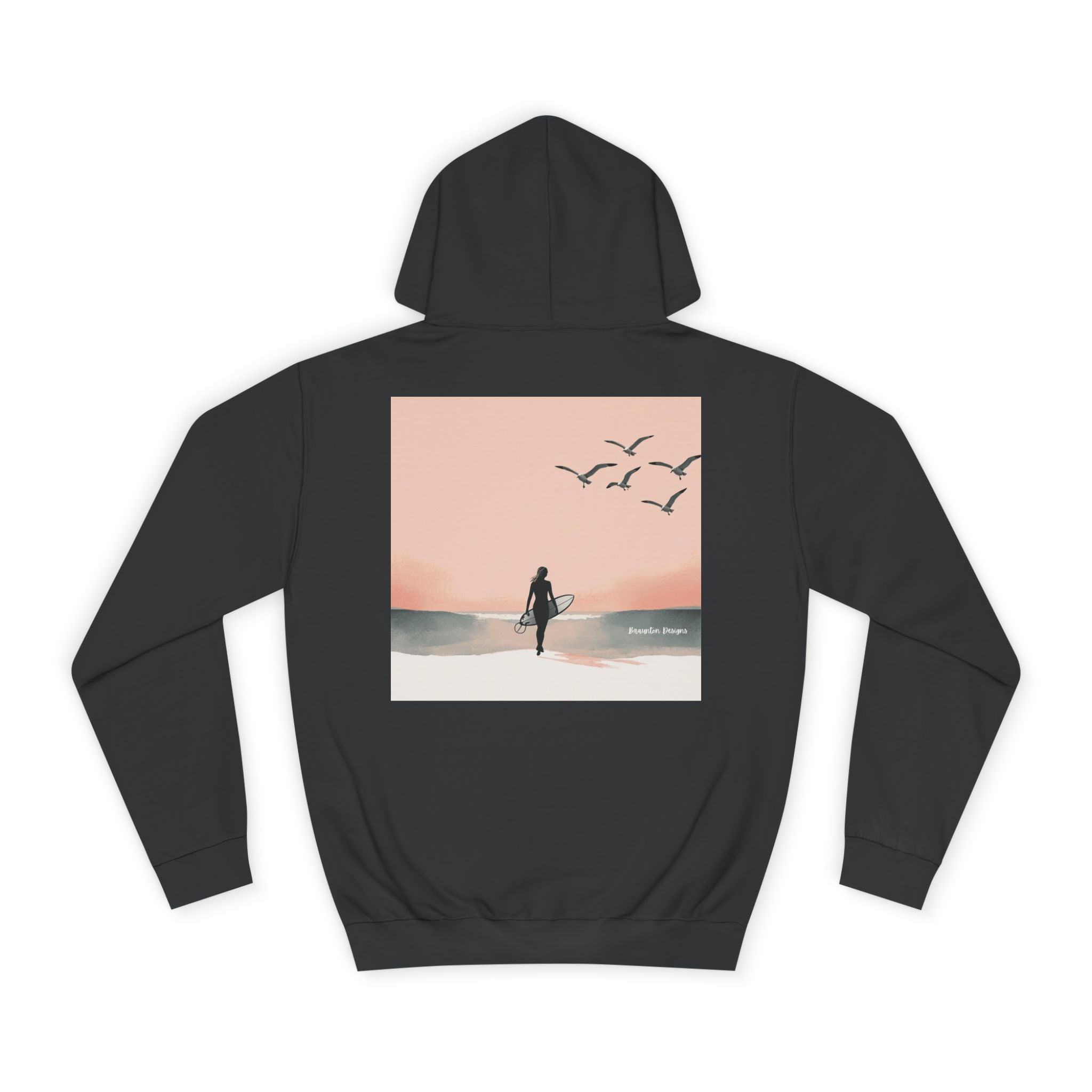 Surfer Silhouette Hoodie — Beach Sunset Graphic Pullover