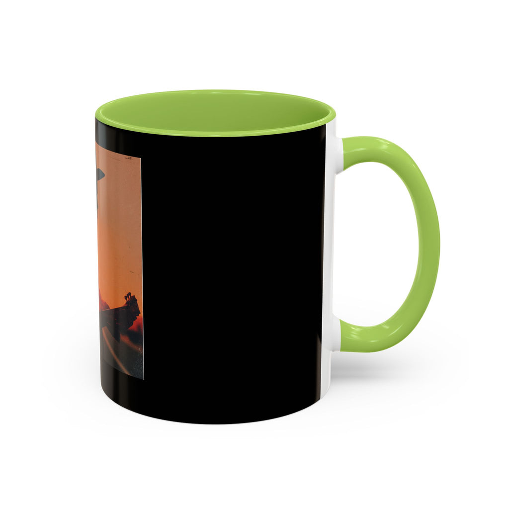 Sunset Guitarist Accent Coffee Mug — Silhouette Music Lover Gift