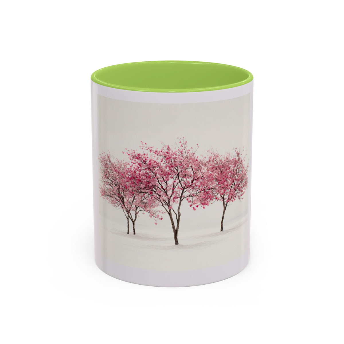 Cherry Blossom Accent Coffee Mug — Pink Tree Ceramic Mug (11/15oz)