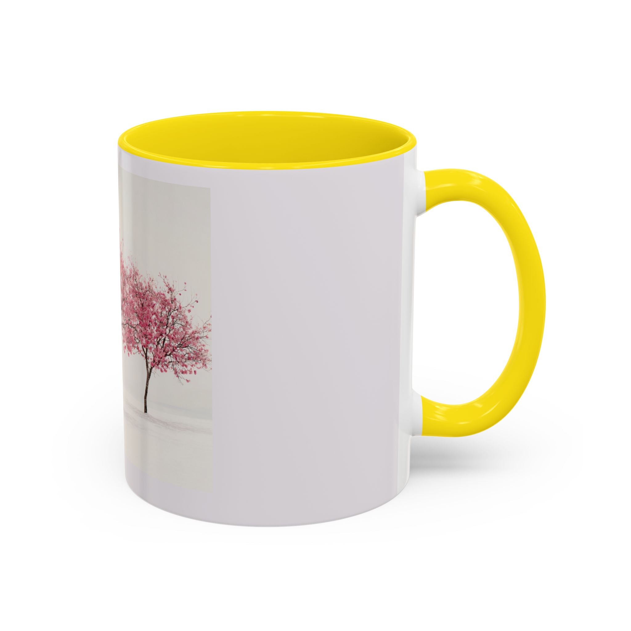 Cherry Blossom Accent Coffee Mug — Pink Tree Ceramic Mug (11/15oz)
