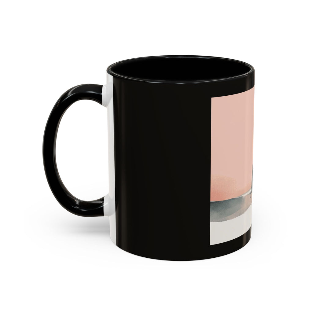 Surf Sunset Accent Coffee Mug — Beach Surfer Silhouette with Seagulls (11/15 oz)