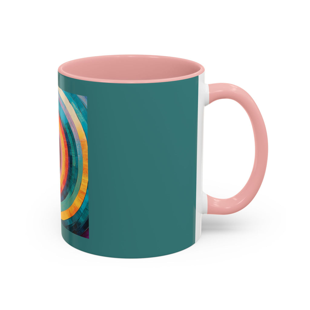 Colorful Concentric Circle Accent Coffee Mug – Vibrant Retro Art Design (11/15oz)