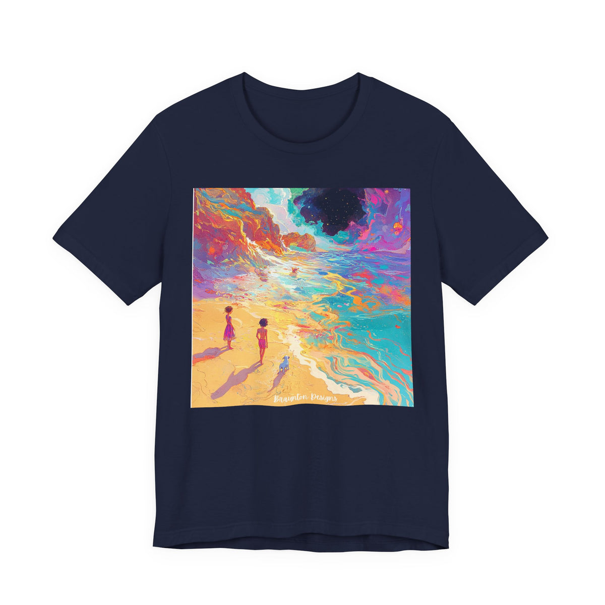 Surreal Beachscape T‑Shirt — Colorful Dreamy Seaside Art Tee- Lightweight fabric
