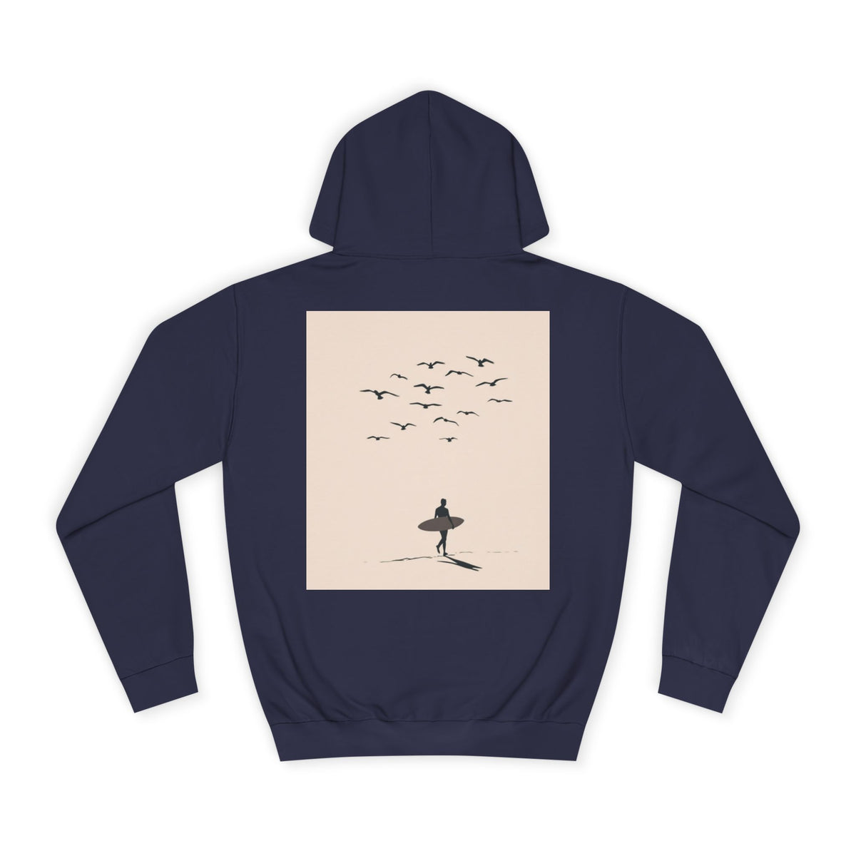 Unisex College Hoodie with Surfing Design, Cozy Pullover for College Students, Perfect Gift for Graduates and Surf Lovers