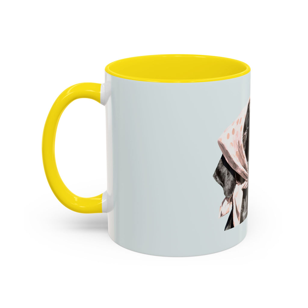 Retro Dog Coffee Mug — Chic Pup with Scarf & Sunglasses Accent Mug