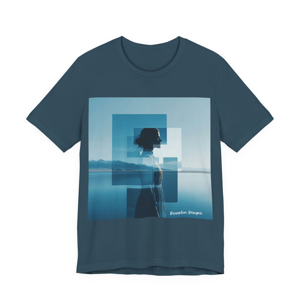 Blue Dreamscape Tee — Surreal Layered Silhouette T-Shirt