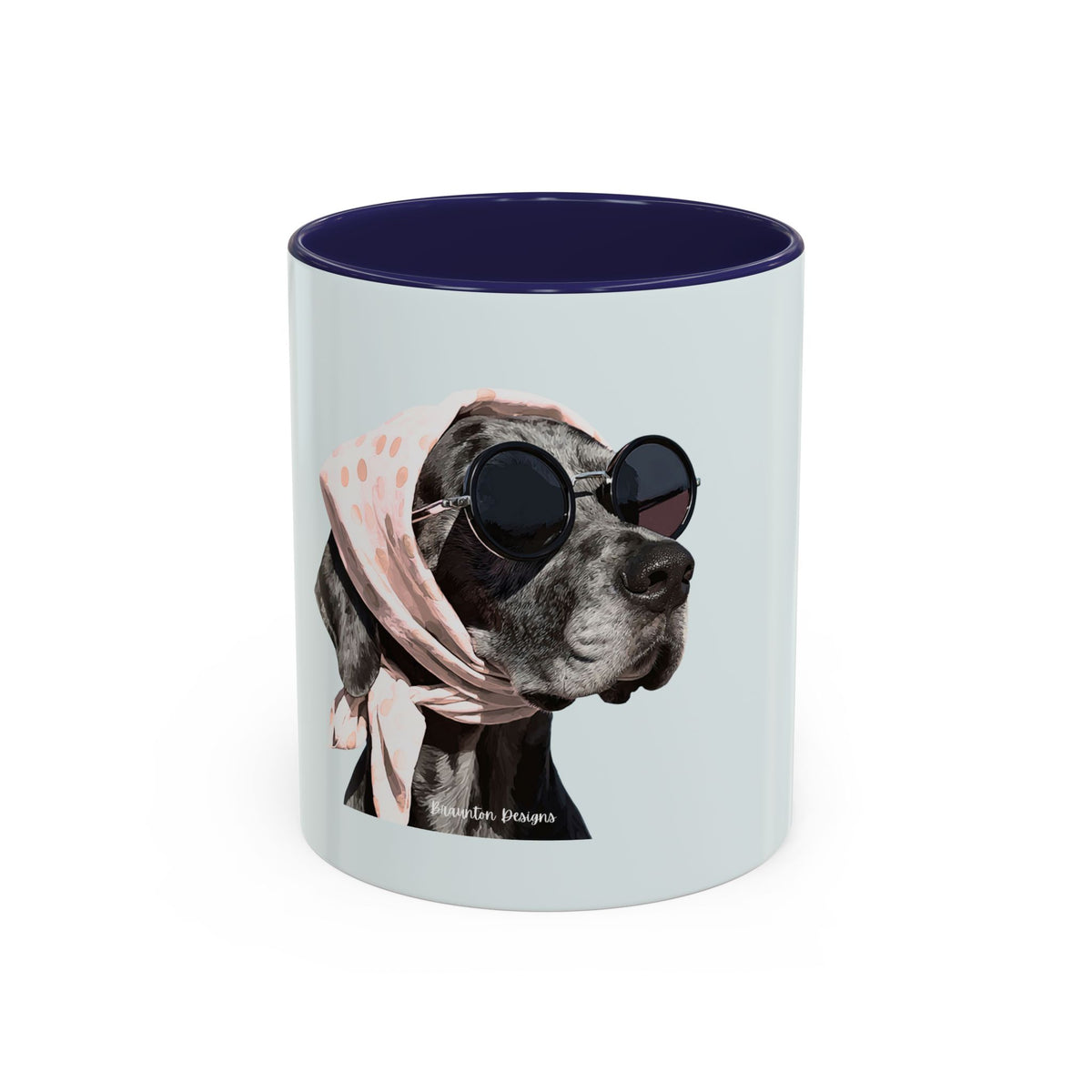 Retro Dog Coffee Mug — Chic Pup with Scarf & Sunglasses Accent Mug